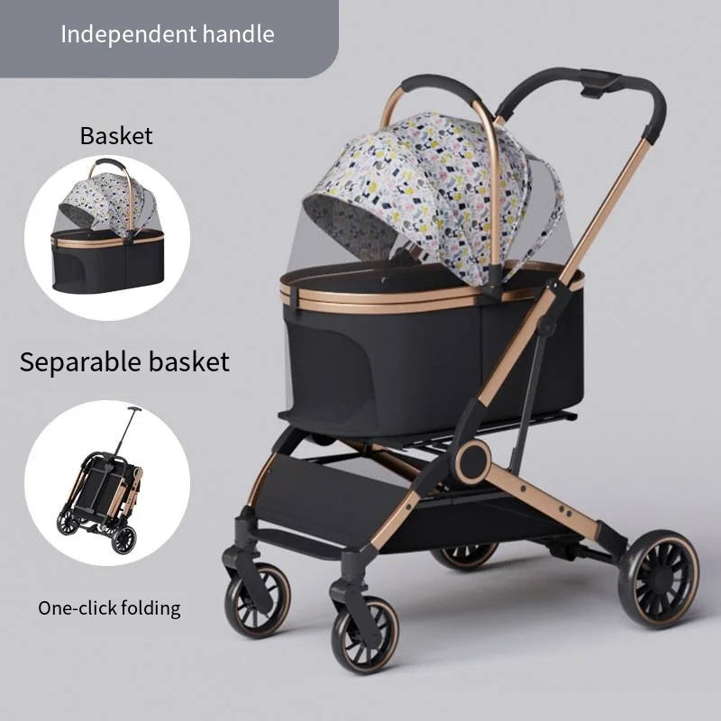 2025 Pet Stroller, Lightweight and Foldable, with Detachable Bags for Dogs, Cats, Teddy Bears, and Small Outdoor Pet Carts
