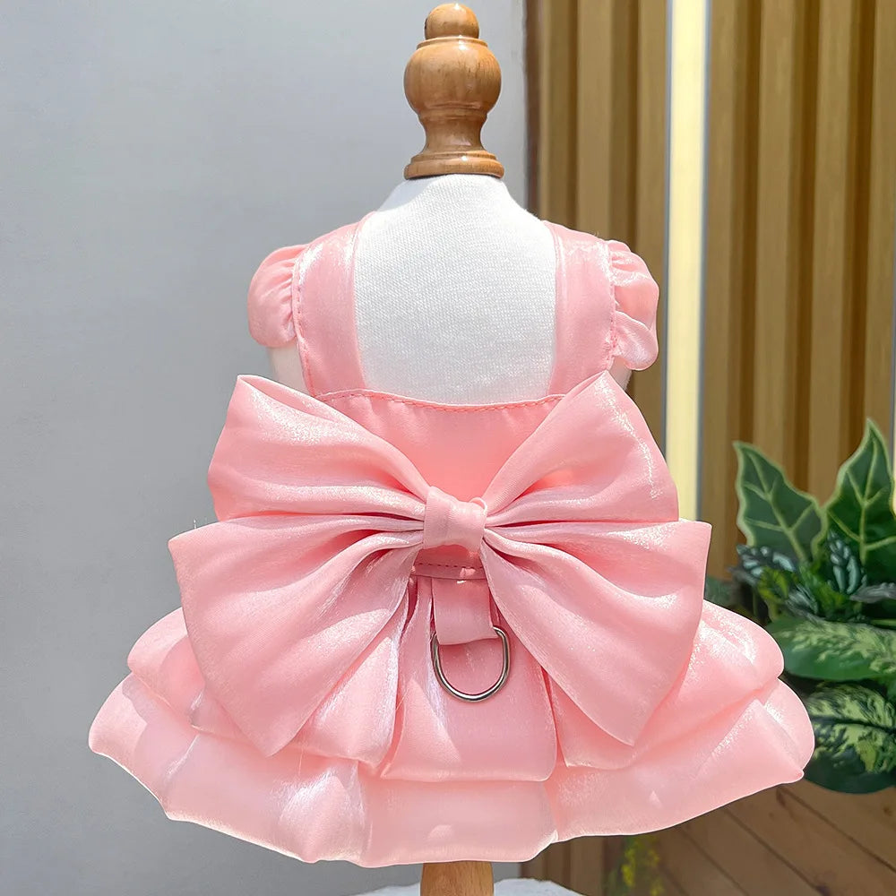 Dog Dress Girl Dog Clothes Pet Apparel Doggie Pink Bowknot Tulle Cat Sequin Clothing Pup Dresses Doggy Attire Birthday