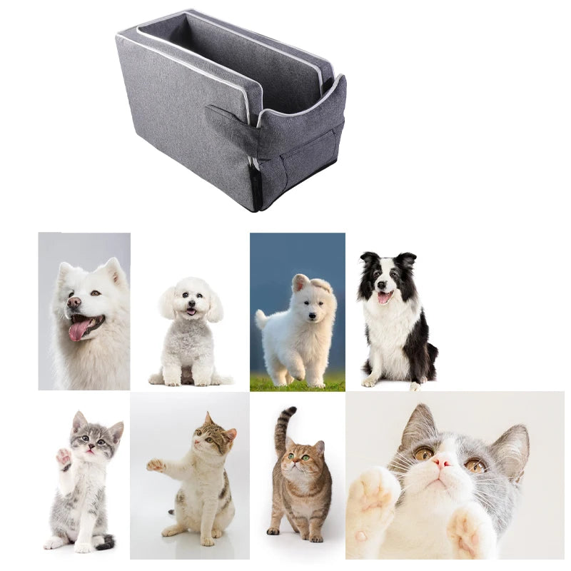 Car Center Console Pet Bed Mat   Fiber Pet Safety Seat  Essential for Cat & Do Travel  Small pet car carrierNon-slip pet car s