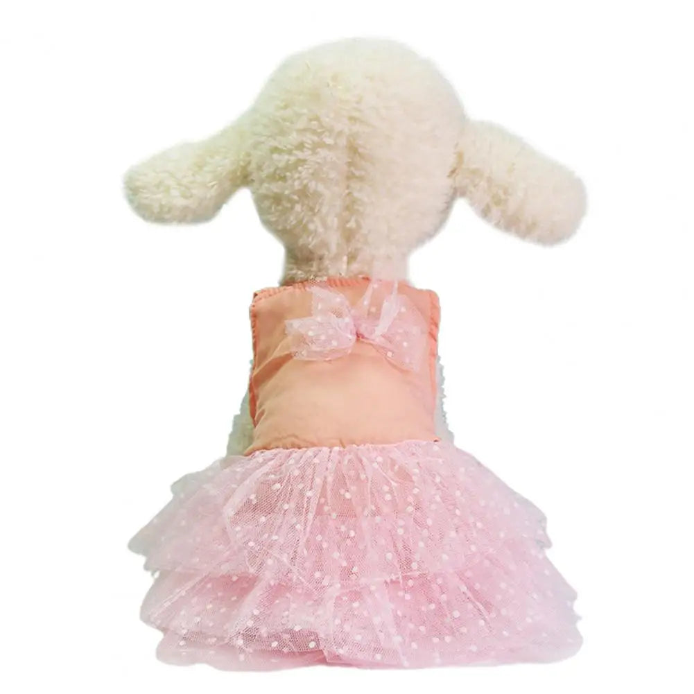 Dog Dresses Bow-knot Design Lace Multiple Layer Puppy Skirt Buttons Sleeveless Eye-catching Dogs Princess Dress Pet Clothes