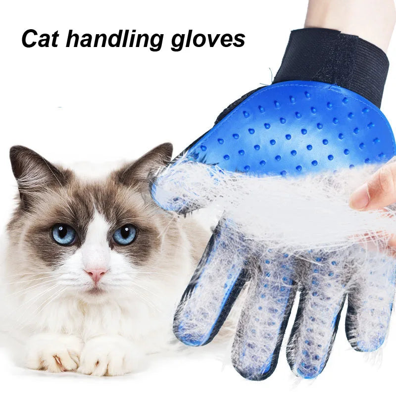 Pet Grooming Deshedding Glove Efficient Pets Hair Remover Mittens Glove Cleaning Mitt Tool with Rubber Bristle Brush for Dog Cat