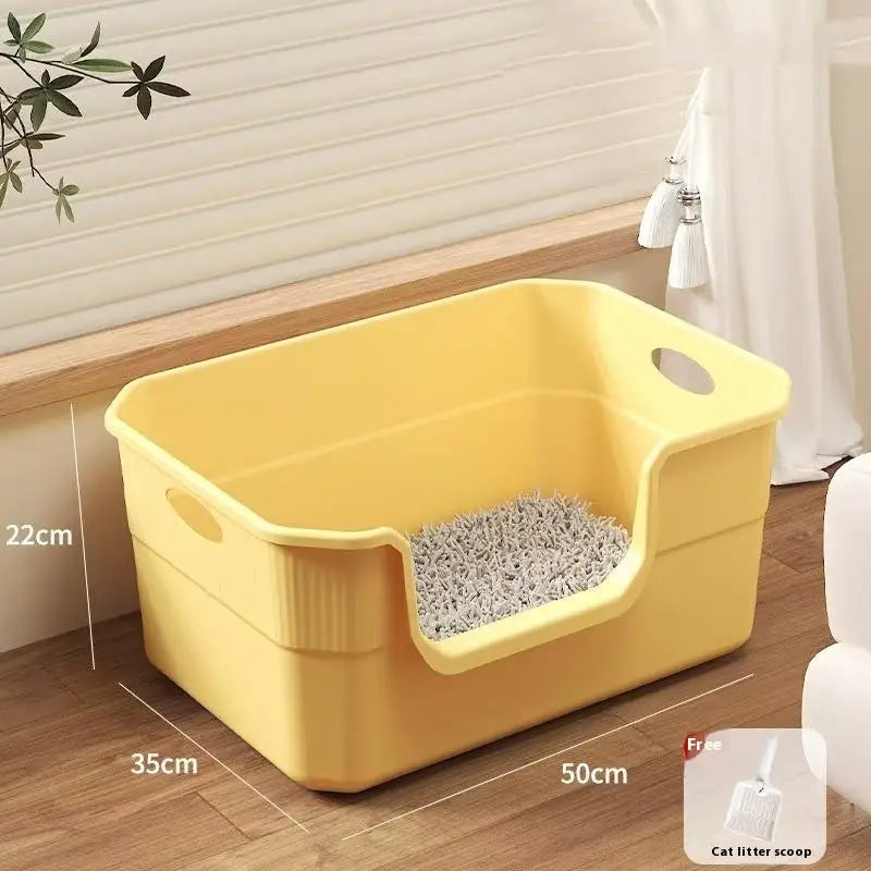 Large-Sized Litter Box For Cats Anti-Splash Semi-Enclosed Open Cat Toilet Cat Supplies