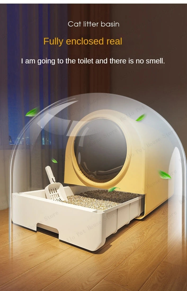 Fully Enclosed Odor-proof Drawer-style Cat Litter Box Extra-large Splash-proof Cat Toilet Space Capsule Cat Litter Box