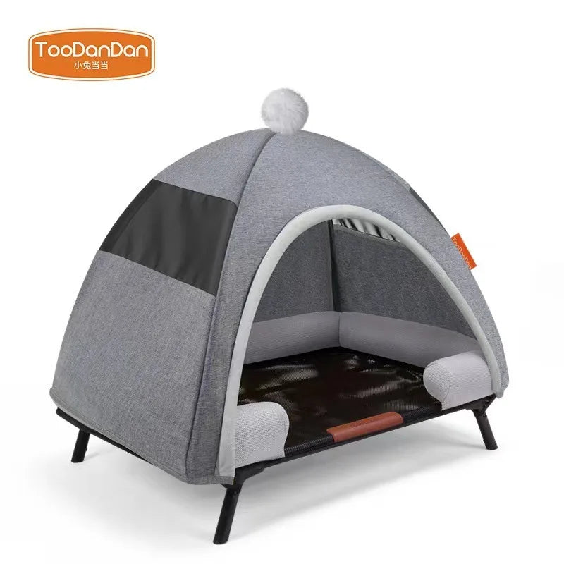 Pet Tent Folding Bed House with Cushion Outdoor Indoor Folding Moisture-proof Cats and Dogs Nest Portable Removable Cat Bed