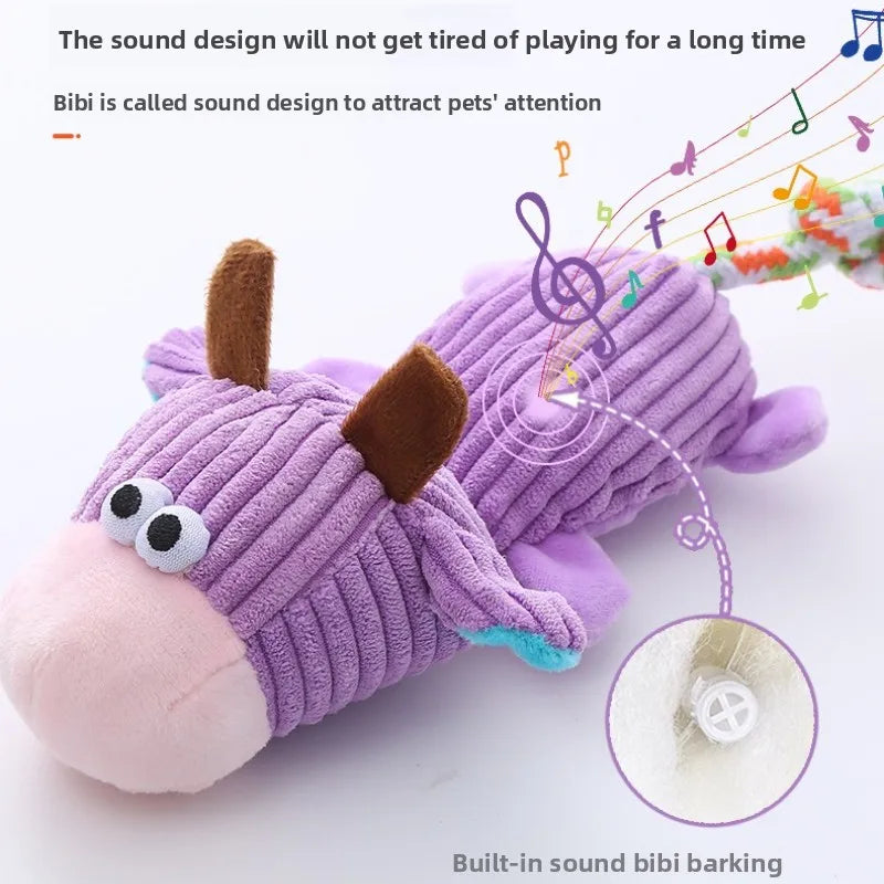 Plush Squeaky Dog Toys with Knotted Tails Soft Animal Chew Toys for Puppies Teething Safe Fun Interactive Play Pet Molar Toy