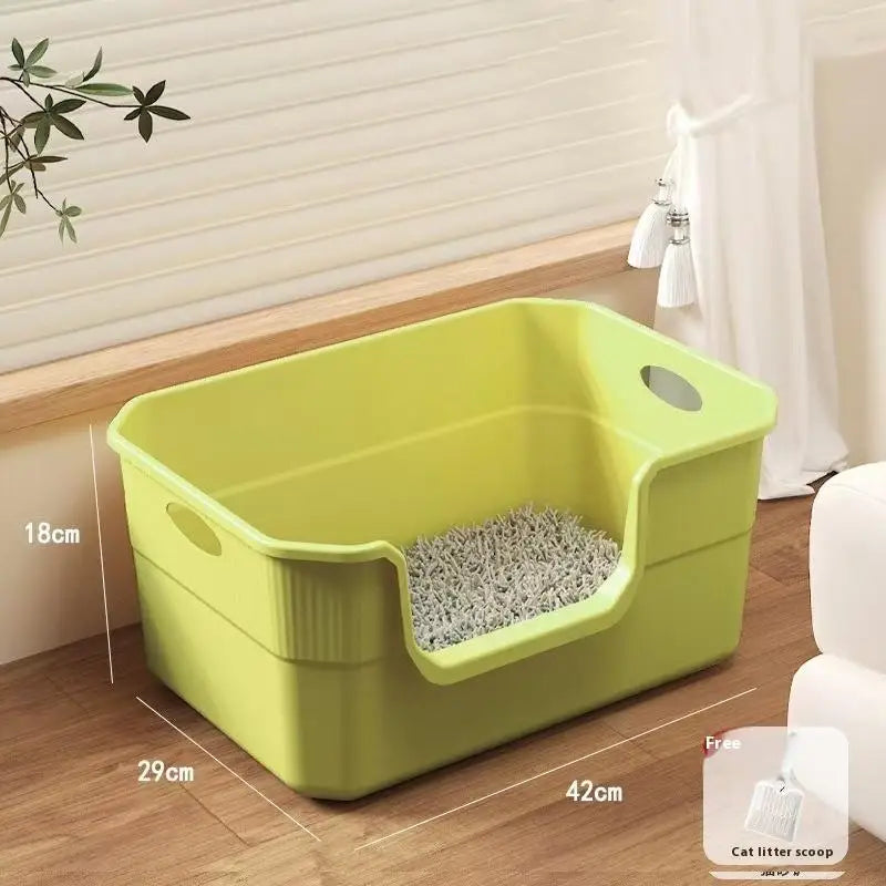 Large-Sized Litter Box For Cats Anti-Splash Semi-Enclosed Open Cat Toilet Cat Supplies