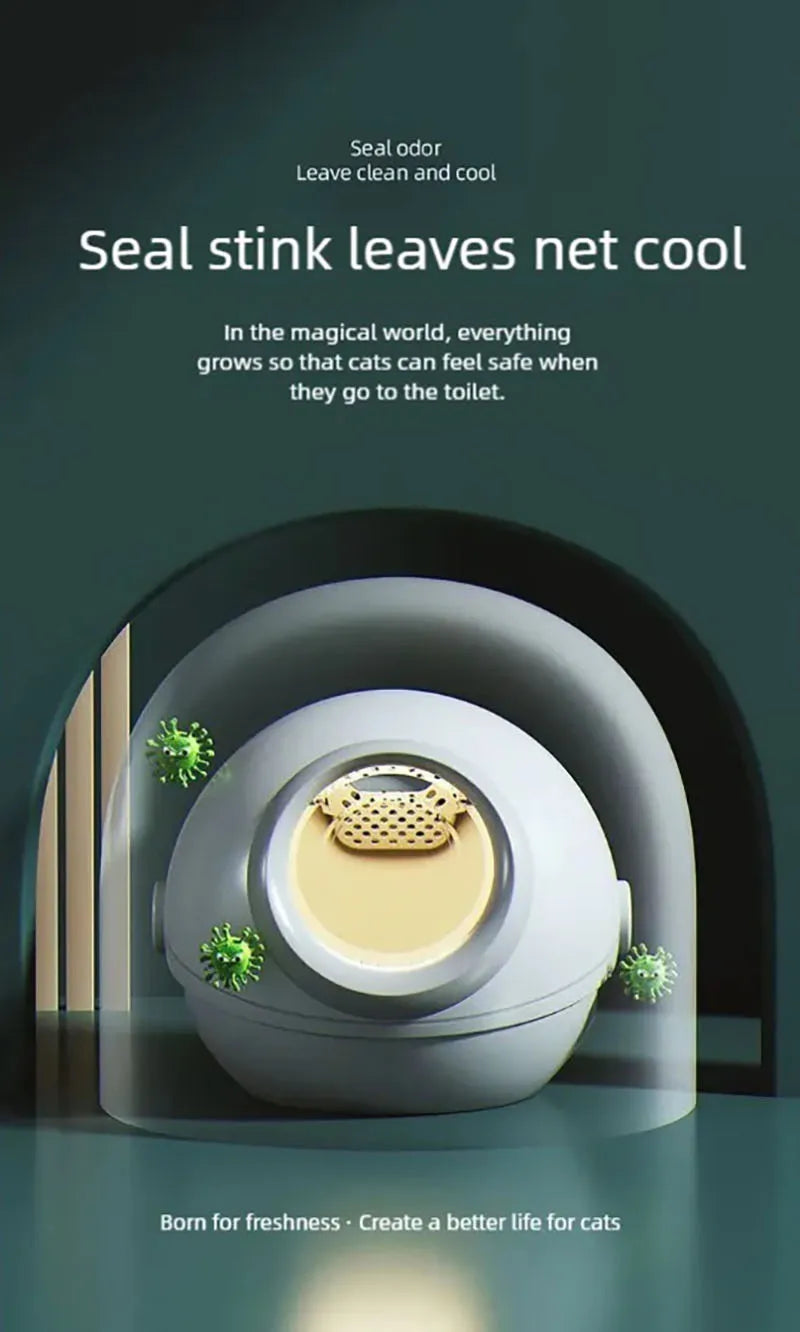 Cat litter box, super large size, fully enclosed cat toilet, deodorizing and splash proof cat feces box, deodorizing cat litter