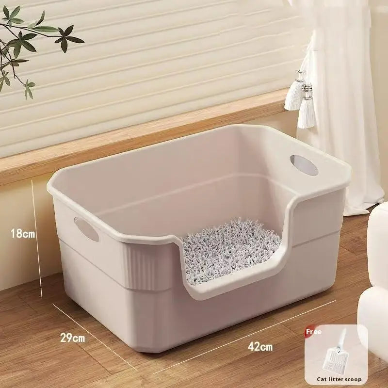 Large-Sized Litter Box For Cats Anti-Splash Semi-Enclosed Open Cat Toilet Cat Supplies