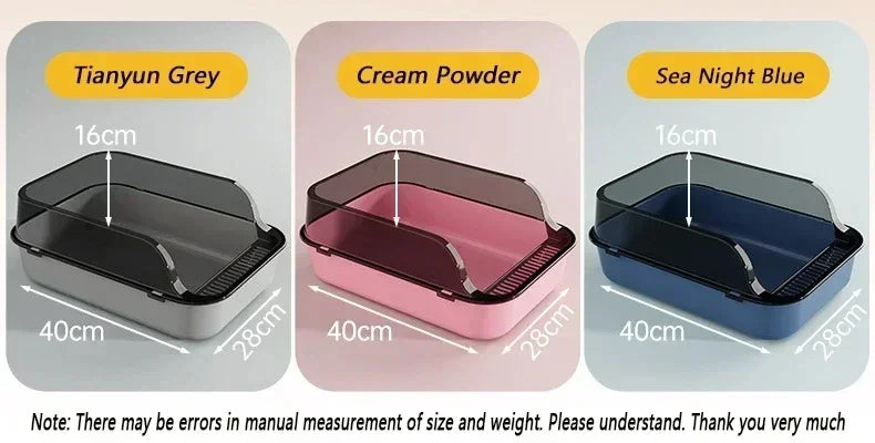 Cats Toilet Cat Litter Box Semi-enclosed High Side Splashproof Pet Bedpans with Litter Scoop Kitty Sandbox Cleaning Cat Supplies