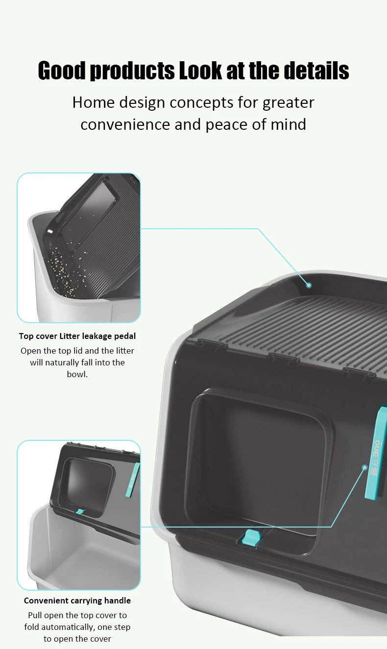 New Top-entry Cat Litter Box Tray Kitten Extra Large Fully Enclosed Anti-splash Mat Anti-smell Cats Litter Box Pet Products