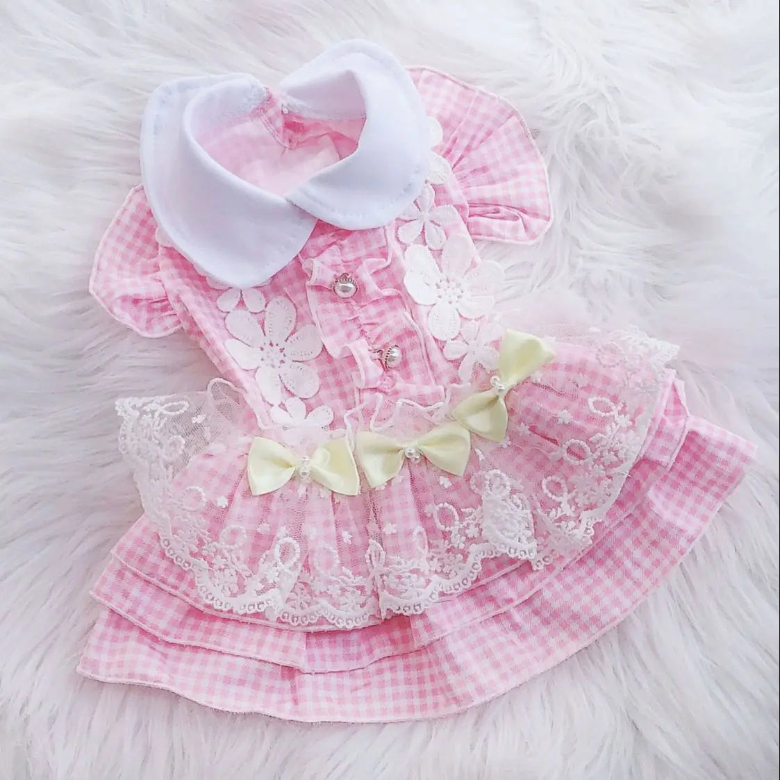 Princess Dog Cat Dress Plaid&Flowers Design Pet Puppy Skirt Spring/Summer Clothes Outfit