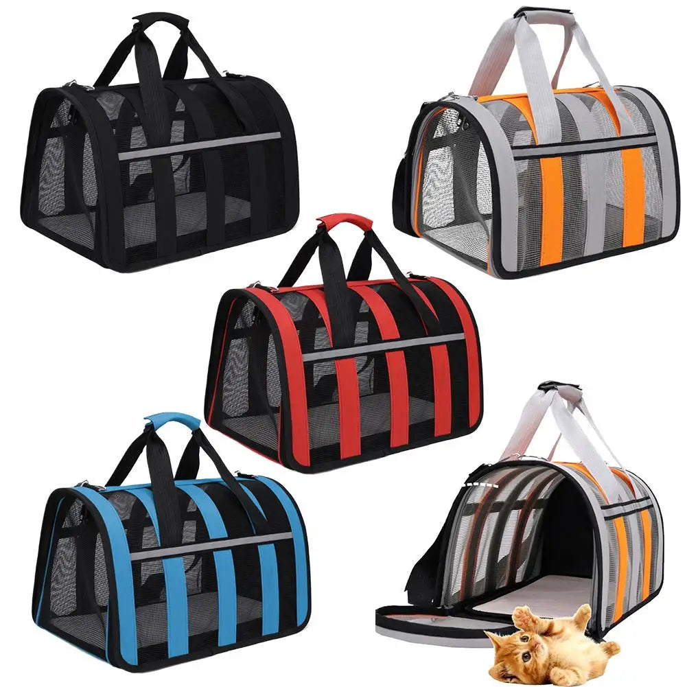 Pet Carrying Bag Outing Portable Large Capacity Cat Dogs Handbag Foldable Small To Medium Dog Cage Mesh Handbag Puppy Supplies