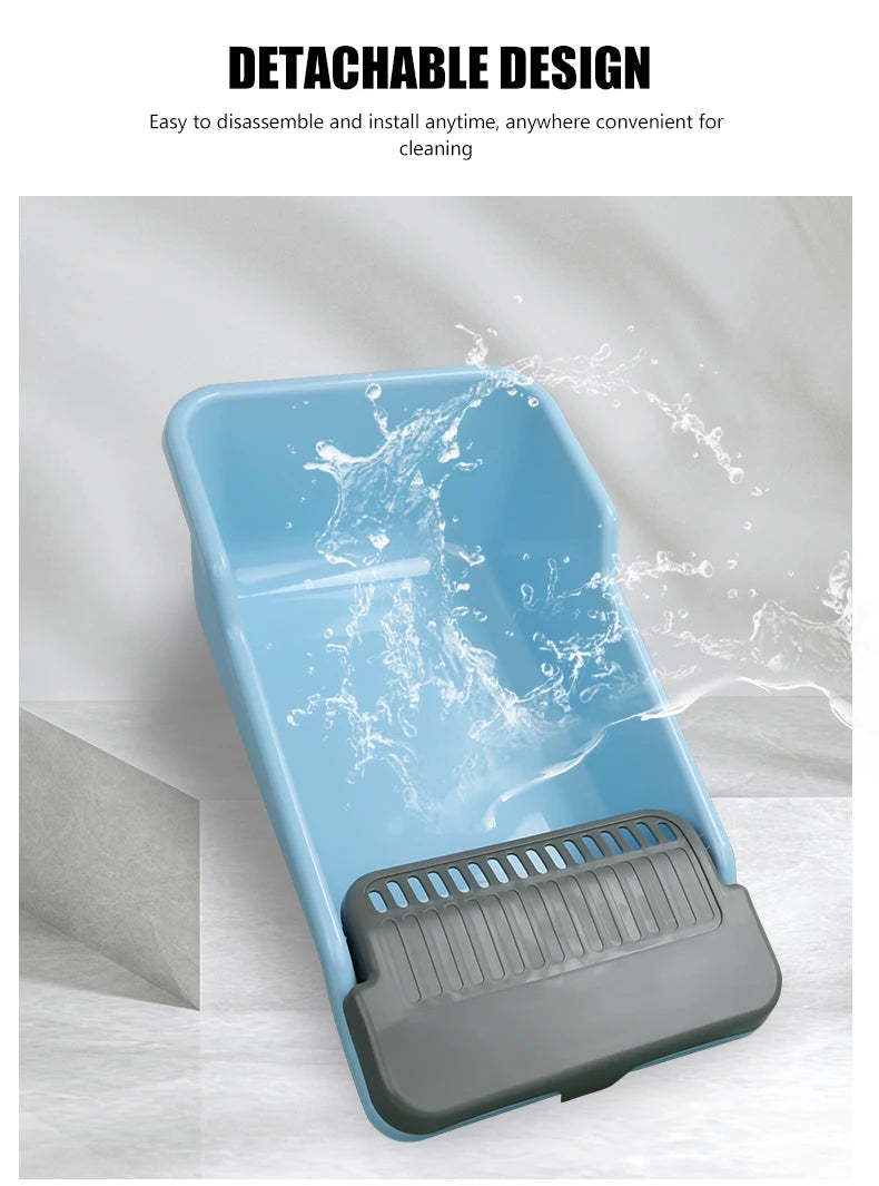 Cat Litter Box, Large Semi-enclosed Cat Toilet, Plastic Large Space, High Fence Cat Litter Box, Pet Supplies