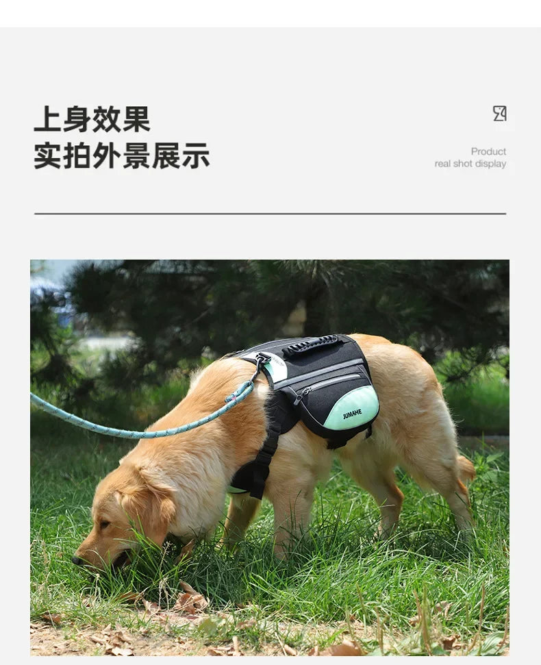 Pet Supplies Outdoor Dog Backpack Oxford Fabric Double Snack Bag Medium Large Dog Tactical Bag Waterproof Reflective Saddle Bag