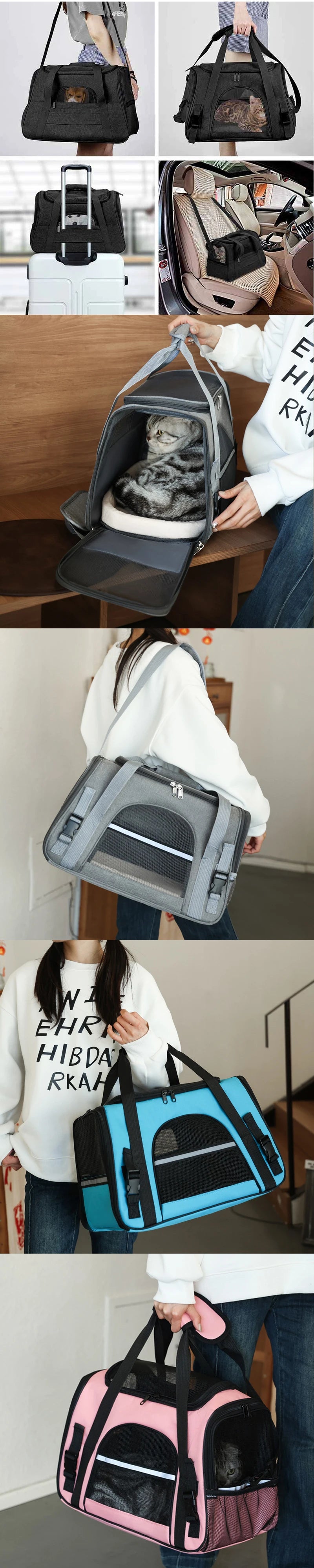 Travel pet bag portable for outdoor carrying one shoulder diagonal cross pet Bag foldable breathable Outgoing Pets Handbag