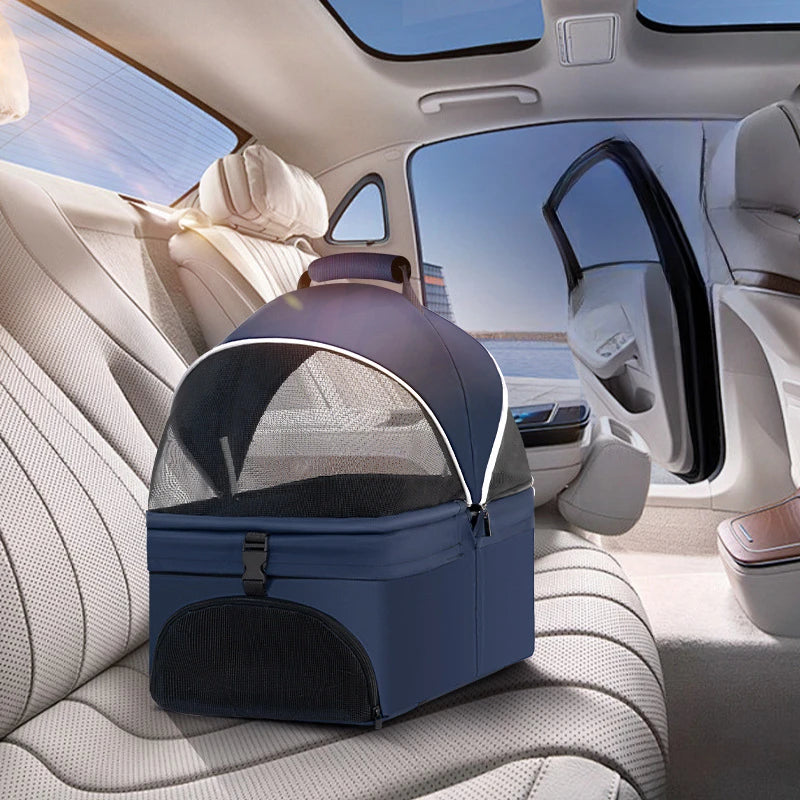 Portable Outdoor Pet Stroller Foldable and Separable Travel Pet Stroller Large Basket Pet Bag Cat and Dog Supplies