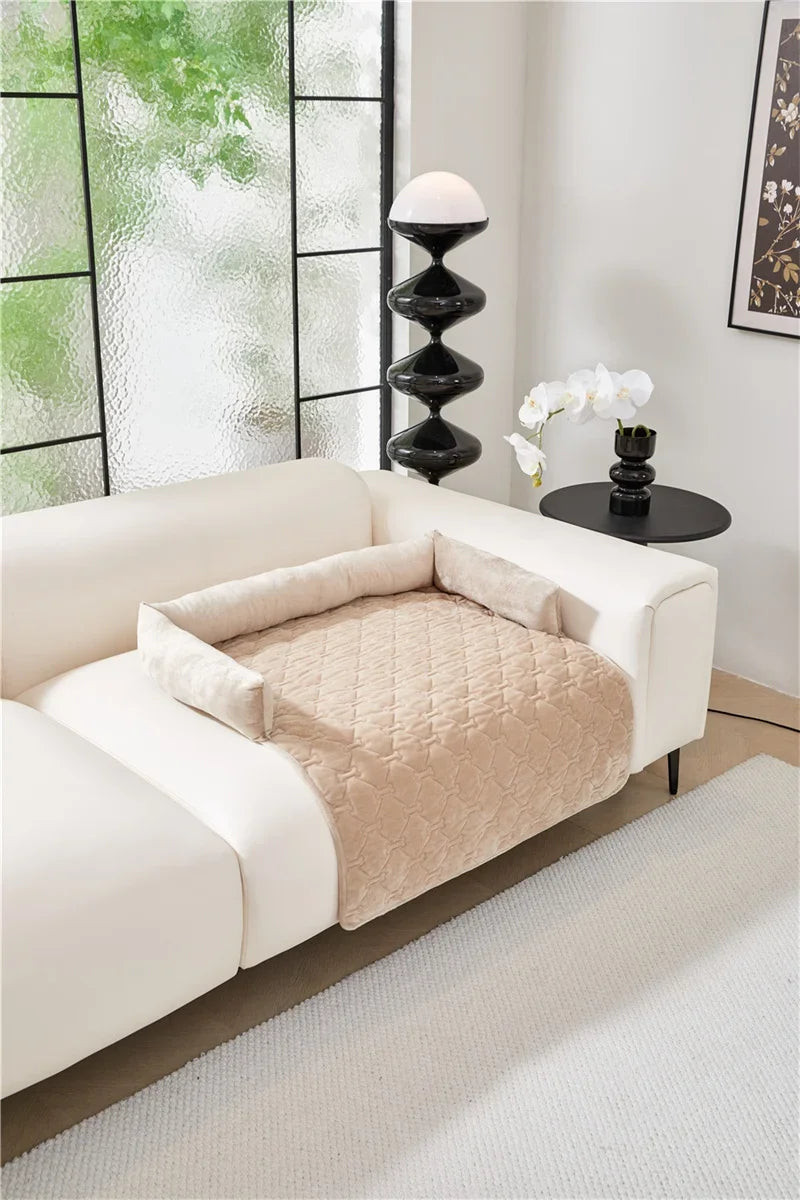 Dog Bed Mat Sofa Blankets Winter Warm Pet Blanket Dogs Cats Sleeping Beds for Large Medium Dogs Cats with Pillow Removable