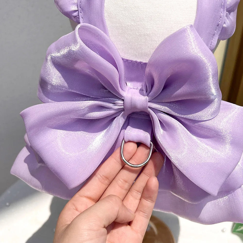 Dog Dress Girl Dog Clothes Pet Apparel Doggie Pink Bowknot Tulle Cat Sequin Clothing Pup Dresses Doggy Attire Birthday