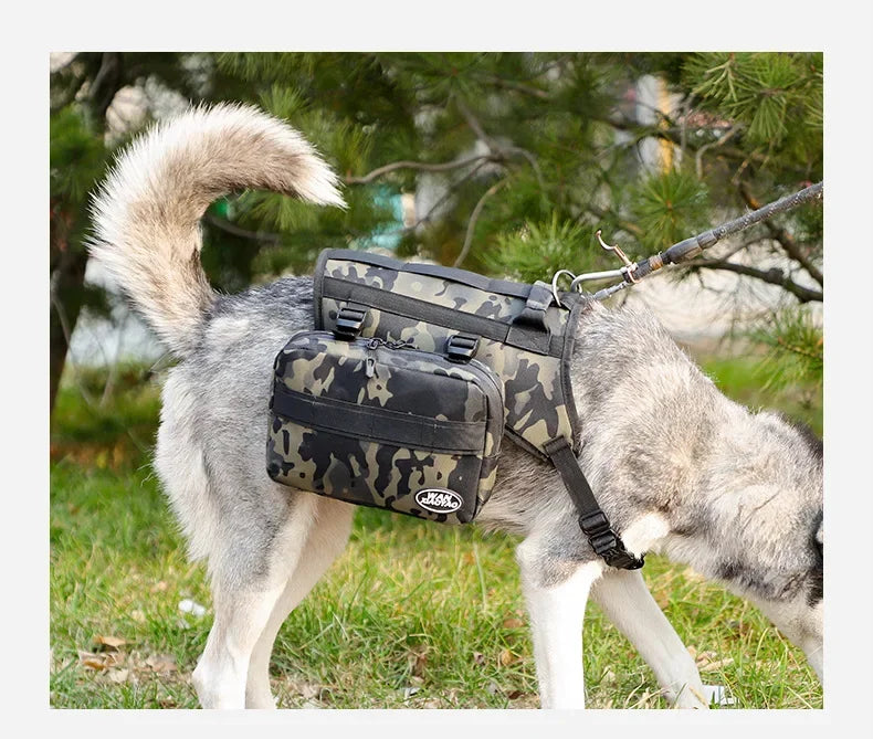 Pet Supplies Outdoor Dog Backpack Oxford Fabric Double Snack Bag Medium Large Dog Tactical Bag Waterproof Reflective Saddle Bag