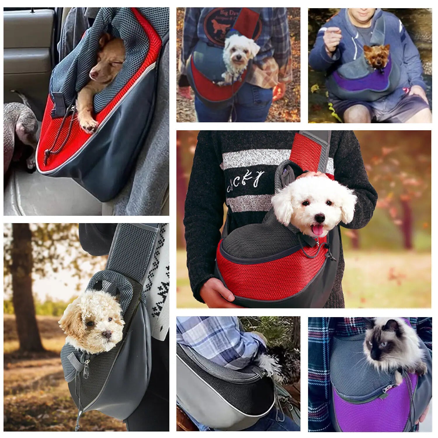 Pet Cat Dog Carrier Backpack Travel Tote Shoulder Bags Mesh Sling Carry Pack Pet Carrying Supplies Crossbody Shoulder Bag