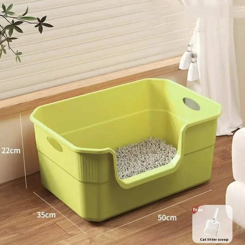 Large-Sized Litter Box For Cats Anti-Splash Semi-Enclosed Open Cat Toilet Cat Supplies