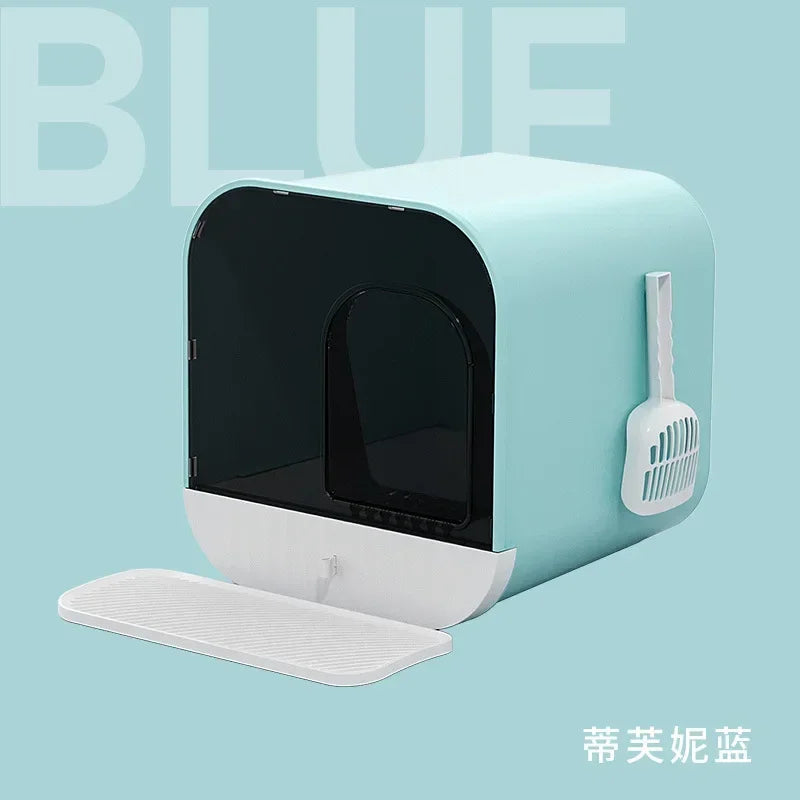 Cat Litter Box Fully Enclosed Splash-proof Cat Toilet with Litter Scoop Large Capacity Drawer Type Cat Litter Box Cat Accessorie
