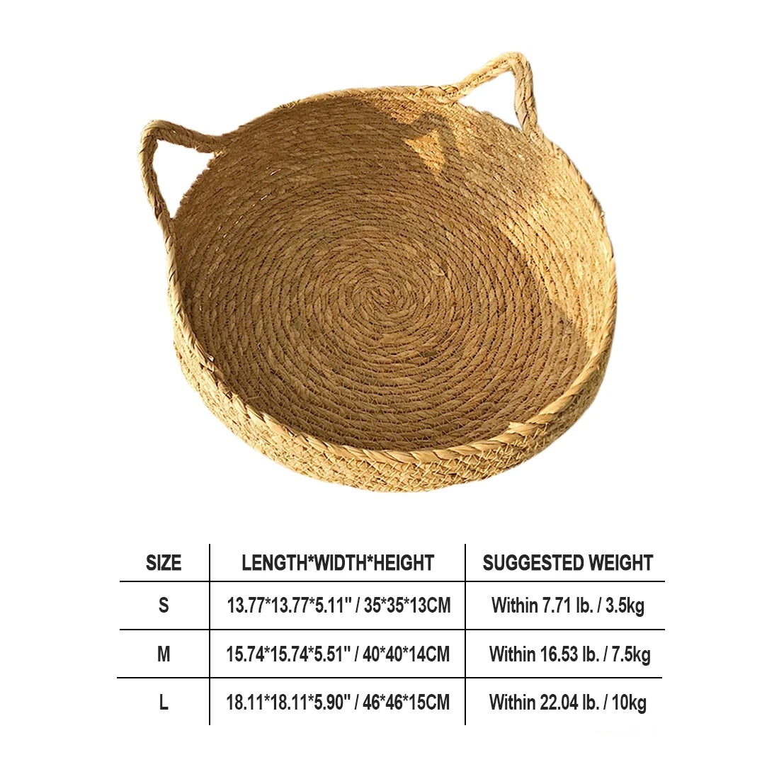 Cat Bed House Dog Kennel Rattan Straw Plaited Kitten Cushion Basket Tent Scratching Board Puppy Cave Nest Mat Indoor Pet Supply