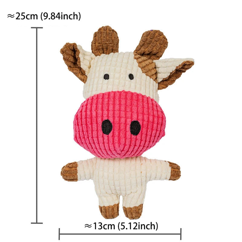 Pets Dogs Plush Toys Cute Cow/Pig/Lion Animal Model Squeak Dog Toys For Medium Small Dogs Cat Bite-Resistant, Soft, Durable Safe