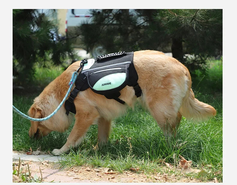 Pet Supplies Outdoor Dog Backpack Oxford Fabric Double Snack Bag Medium Large Dog Tactical Bag Waterproof Reflective Saddle Bag