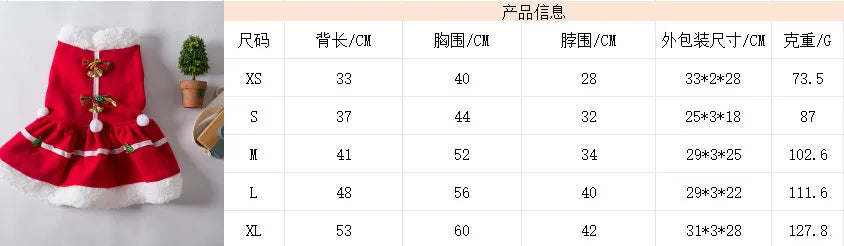 Pet Christmas Costume Dog Clothes For New Year Christmas Dog Dress Pet Skirt Dog Thick  Autumn And Winter Pet Clothes