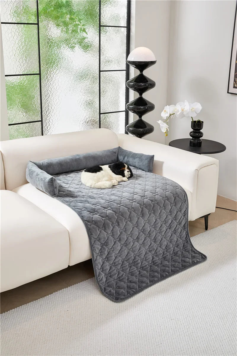 Dog Bed Mat Sofa Blankets Winter Warm Pet Blanket Dogs Cats Sleeping Beds for Large Medium Dogs Cats with Pillow Removable