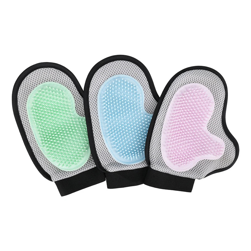 Pet Grooming Glove Brush for Cats Dogs Bath Massage Gloves for Bathing Grooming Softy Comfortable Animal Hair Removal Tool