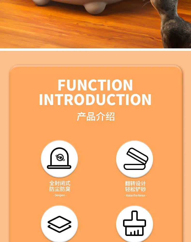 Extra-large fully enclosed cat litter box with anti-splash function, sterilization and deodorization, suitable for pets.