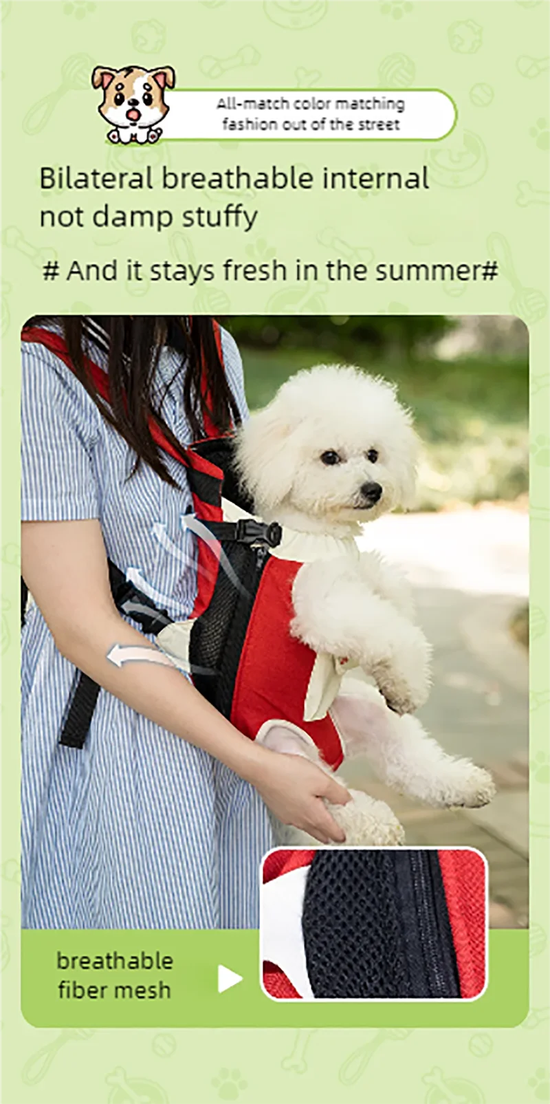 Pet bag portable backpack for outdoor use, dog cat linen cotton chest four legged backpack