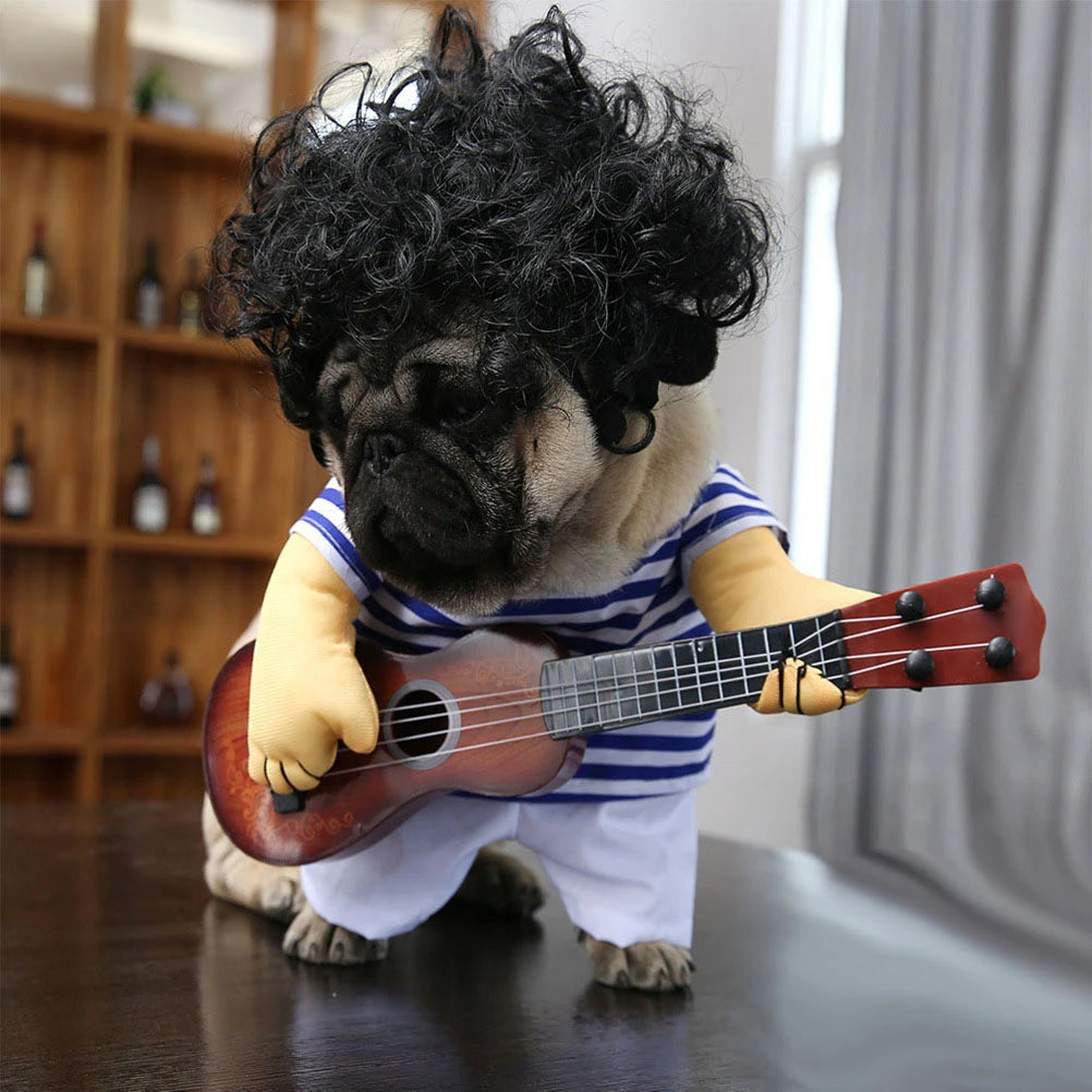 Guitar Playing Costume Pet Clothes Puppy Dress Christmas Gift Dog Wear Costume Cosplay Party Christmas Gift Dog Apparel Jacket