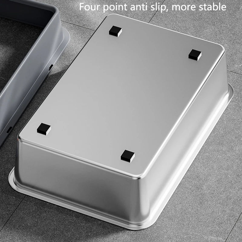 Large stainless steel cat litter box  High edge design  Leak proof  Non stick  Rust proof  Easy to clean Perfect for cats