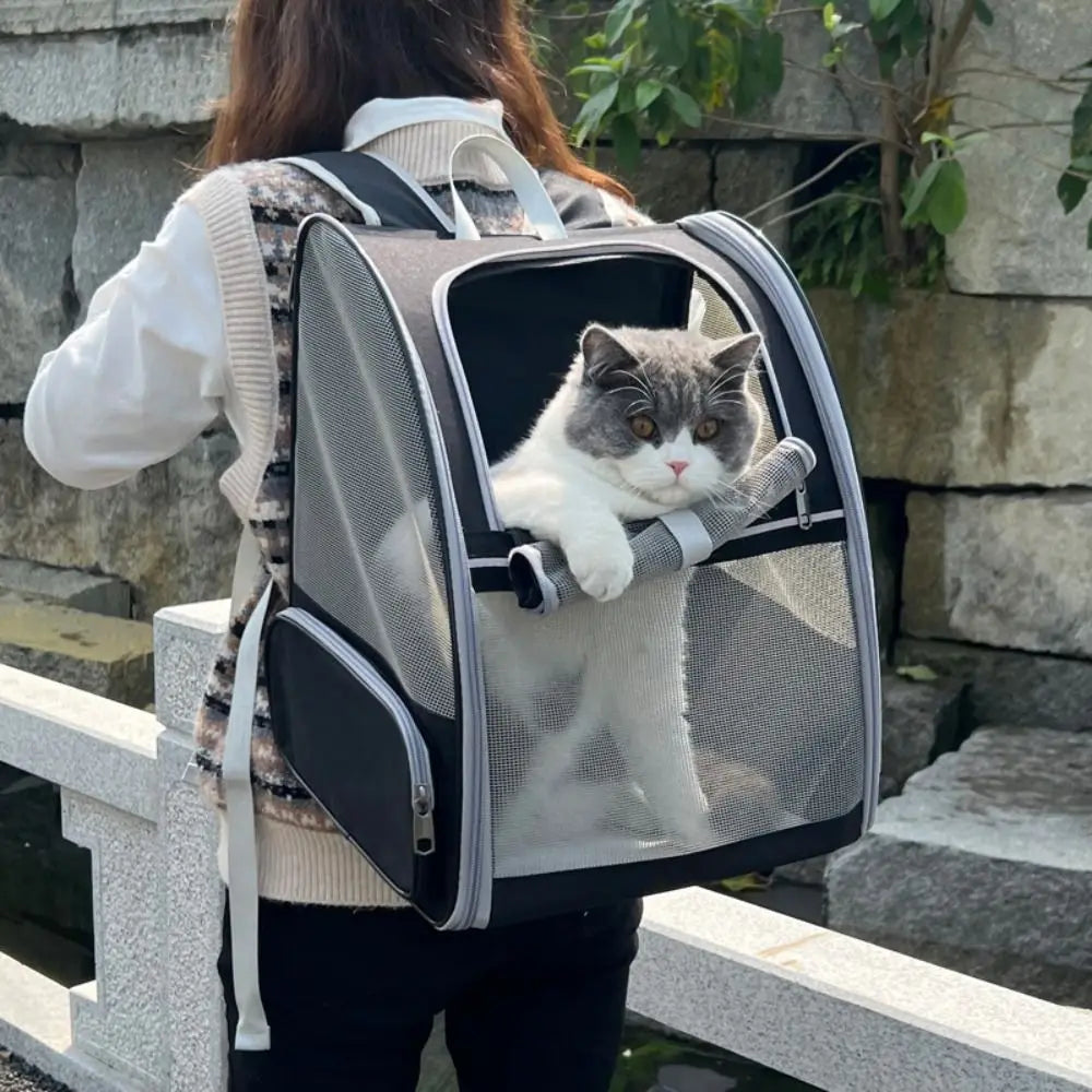 Portable Pet Carrier Backpack Foldable Breathable Travel Puppy Bags Large Capacity Comfortable Cat Carrying Bag Outdoor Travel