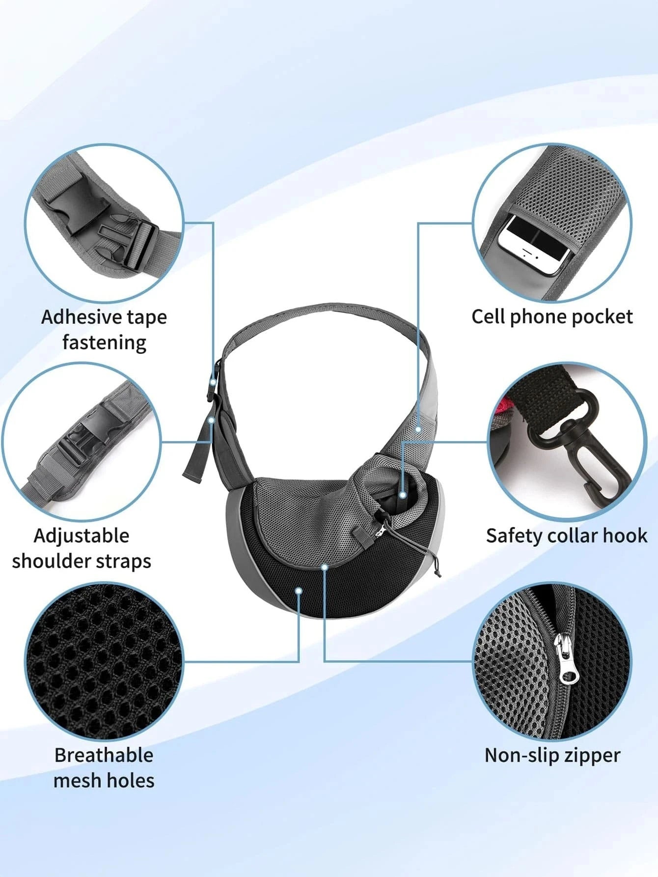 Pet Dog Carrying Bag Sling Carrier Bag Portable Comfortable Breathable Hand Free Shoulder Crossbody Bag for Dogs Accessories