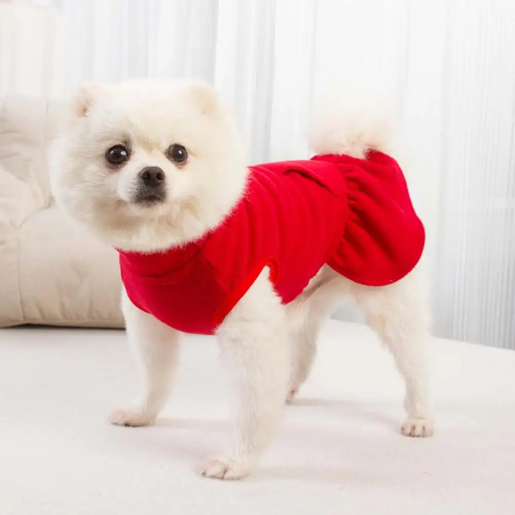 Dog Dress for Small Dogs，Autumn Winter，D-shaped Ring，Fleece Two-legged，Small Medium Dog Puppy Outfit Clothes，Pet Supplies