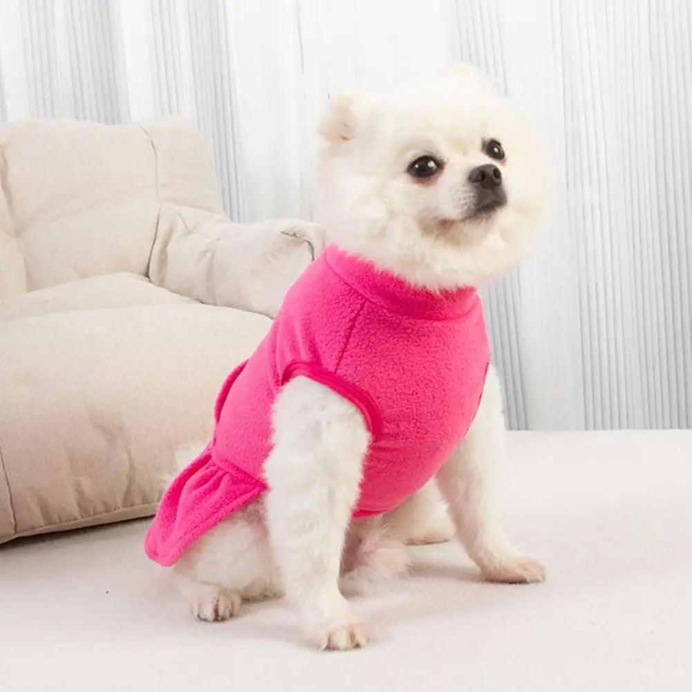 Dog Dress for Small Dogs，Autumn Winter，D-shaped Ring，Fleece Two-legged，Small Medium Dog Puppy Outfit Clothes，Pet Supplies