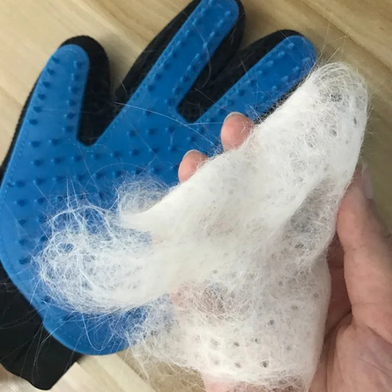Pet Grooming Deshedding Glove Efficient Pets Hair Remover Mittens Glove Cleaning Mitt Tool with Rubber Bristle Brush for Dog Cat