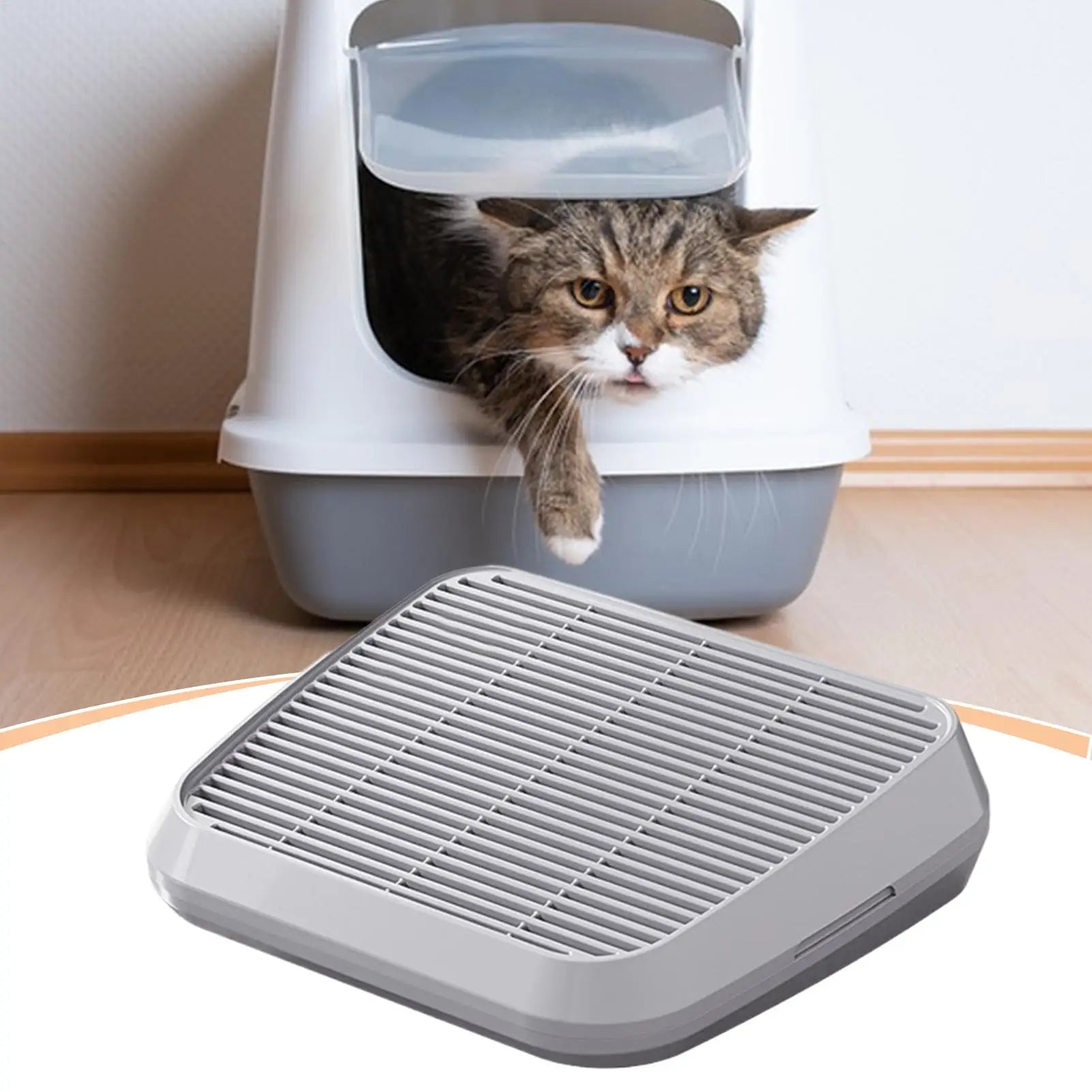 Litter Box Step Cat Litter Catcher Ramp Box Double Layer Elevated Tray with Filter Function Non-Slip Trapper Easy Cleaning
