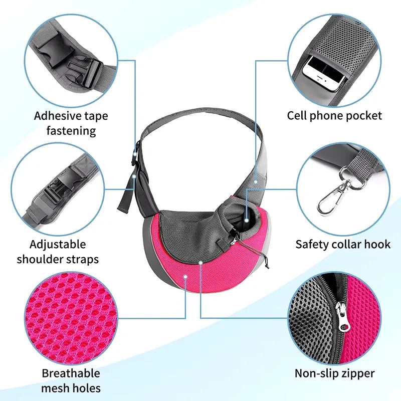 Pet Dog Carrying Bag Sling Carrier Bag Portable Comfortable Breathable Hand Free Shoulder Crossbody Bag for Dogs Accessories