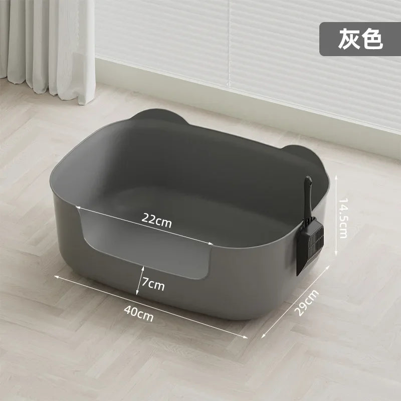 Large Cat Litter Box Semi-enclosed High-fenced Pet Toilet Anti-splash Integrated Open Cat Fecal Basin