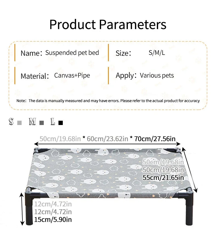 Pet Camping Bed Elevated Bed for Dogs Folding Puppy Camping Bed Cat House Portable Removable Washable Puppy Beds Dog Hammock