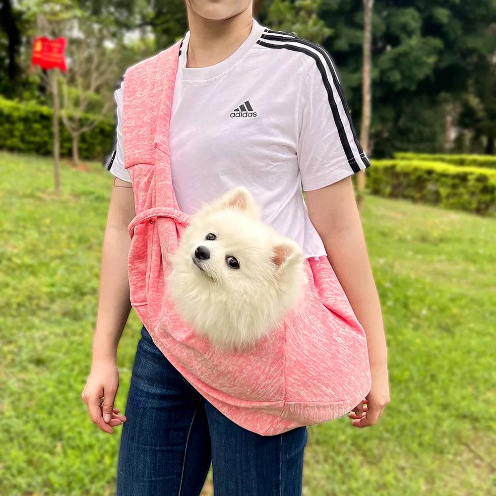 Pet Sling Carrirer Bag for Small Dogs Cats, Cross Shoulder Canvas Carrying Bags Fits Puppies Teddy Chihuahua for Walking Travel