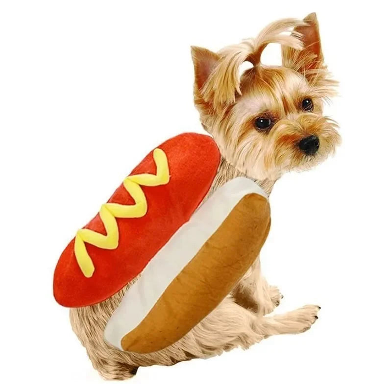 Pet Dress Up Costume Hot Dog Shaped Dachshund Sausage Adjustable Cosplay Clothes Funny Warm for Puppy Dog Cat Dress Up Supplies