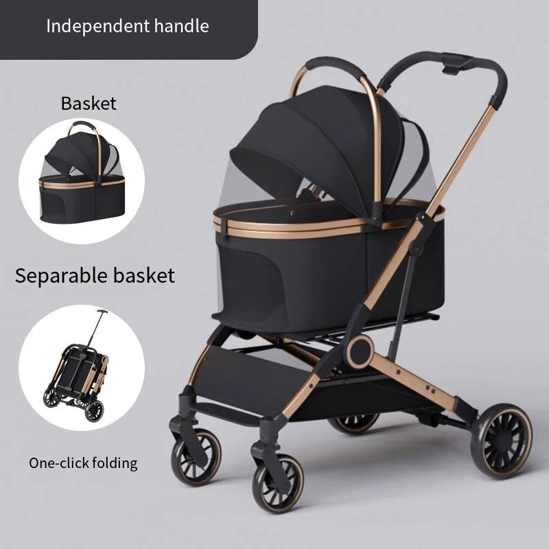 2025 Pet Stroller, Lightweight and Foldable, with Detachable Bags for Dogs, Cats, Teddy Bears, and Small Outdoor Pet Carts