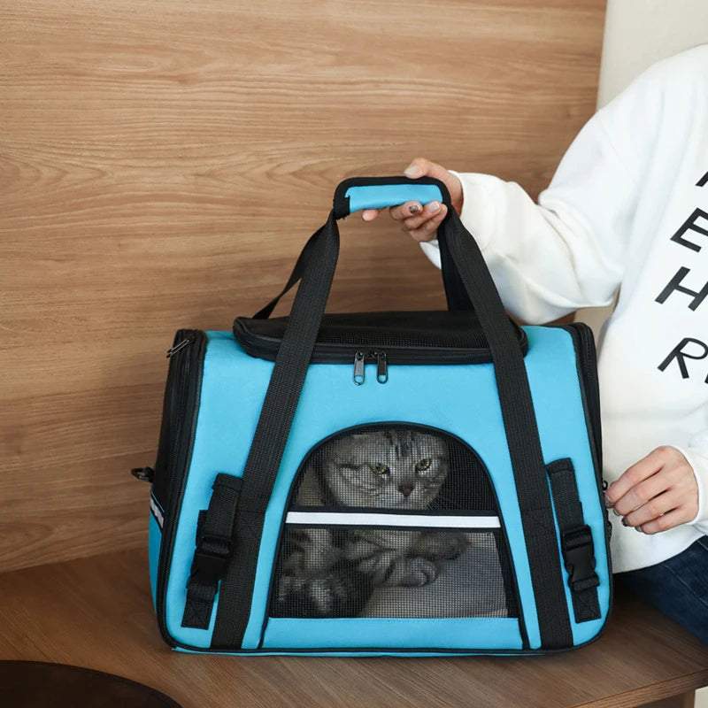 Travel pet bag portable for outdoor carrying one shoulder diagonal cross pet Bag foldable breathable Outgoing Pets Handbag