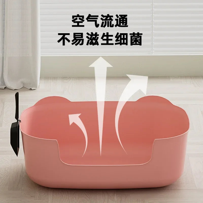 Large Cat Litter Box Semi-enclosed High-fenced Pet Toilet Anti-splash Integrated Open Cat Fecal Basin